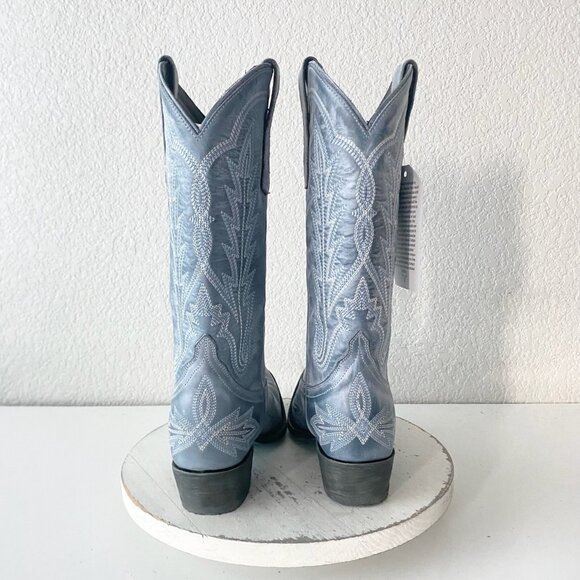 Lane LEXINGTON Womens Cowboy Boots 7.5 Blue Western Cowgirl Mid Calf Pointed Toe - Picture 3 of 11